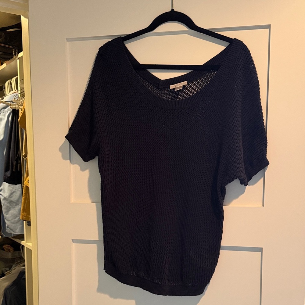 LOFT Navy Short Sleeve Knit Sweater